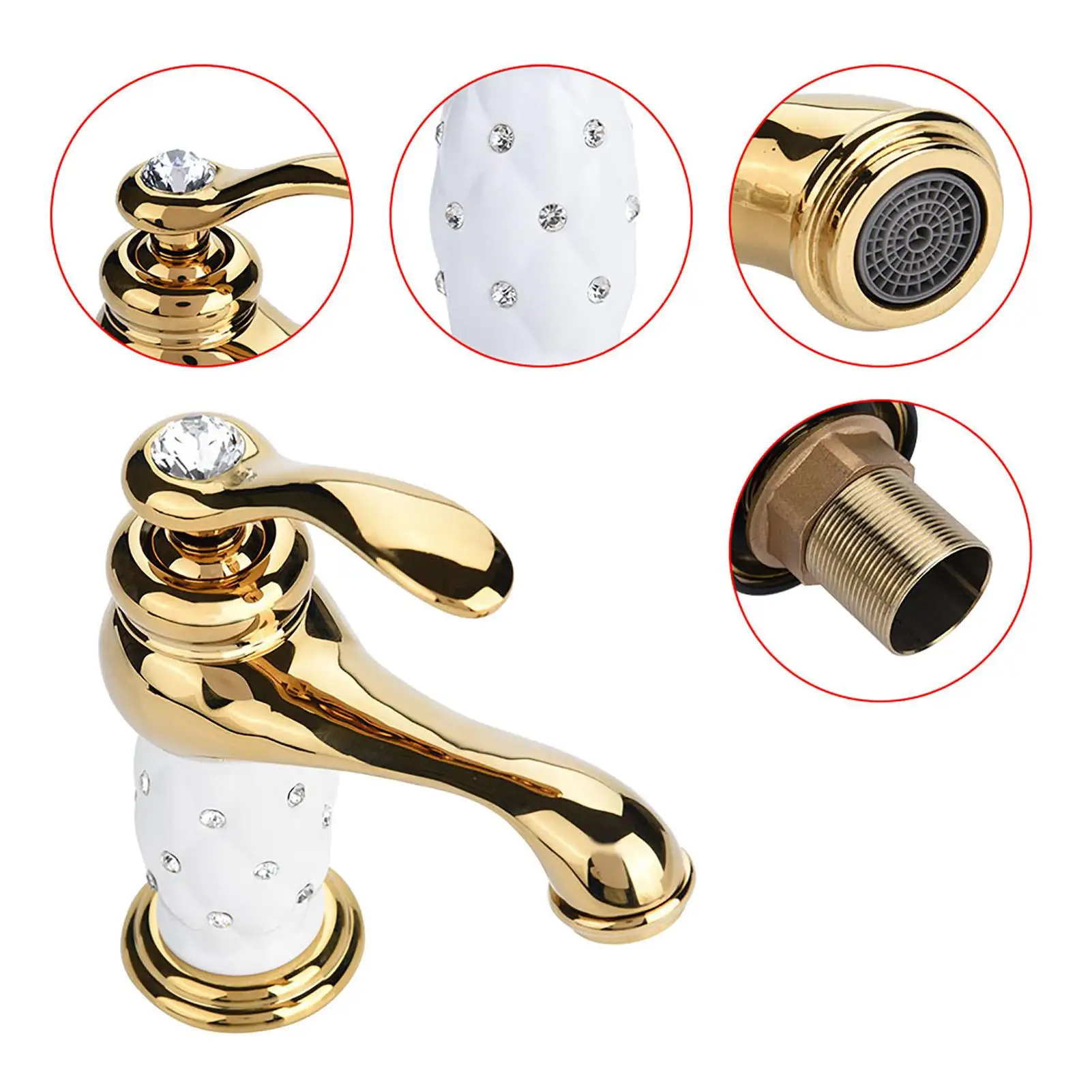 Stylish Solid Brass for basin Mixer Tap Faucet - Cold/Hot Water Handle with Accents for Sink