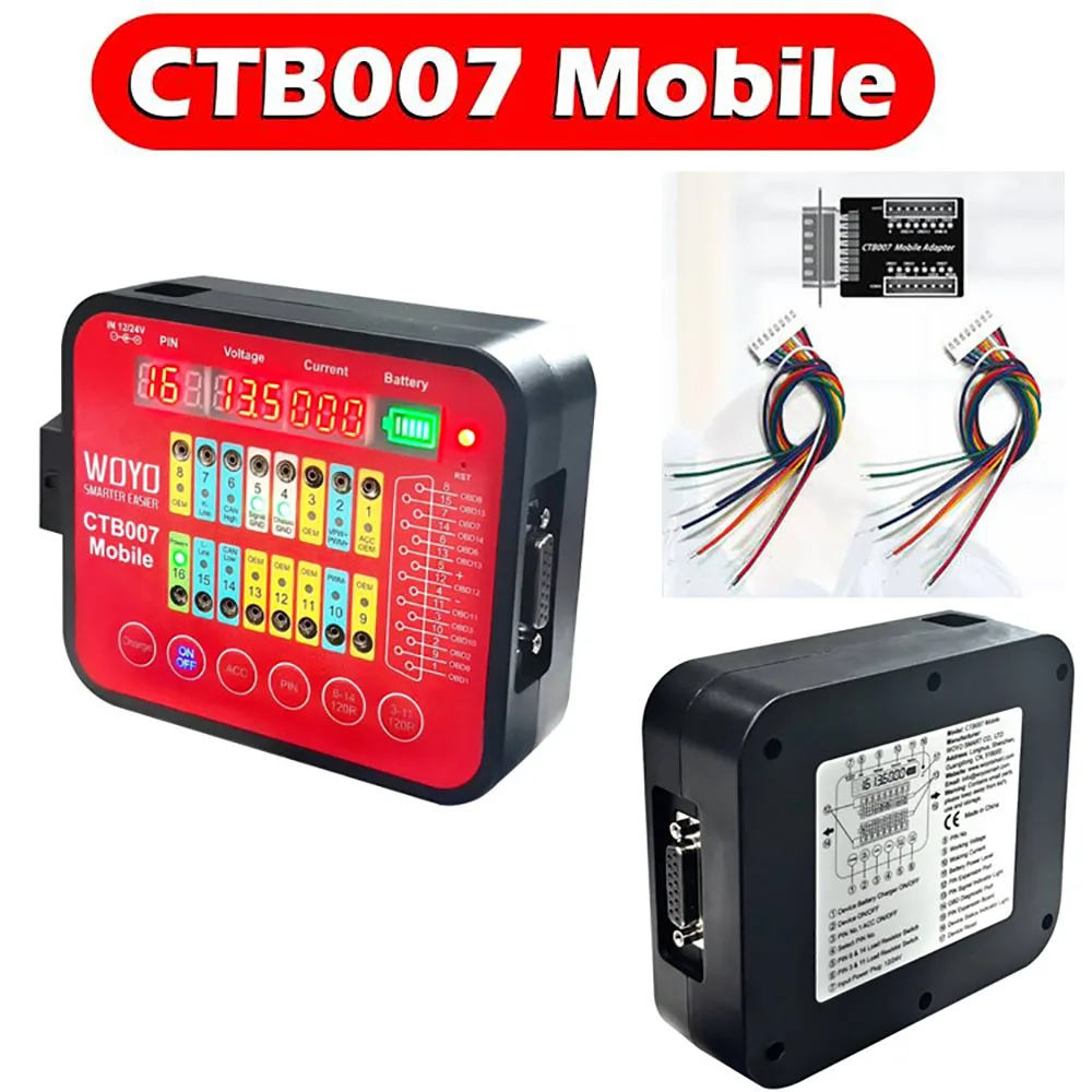 WOYO CTB007 Mobile Support Rechargerable Battery ECU Testing Tool With 2pcs Built-in 120 ohm Resistor Provide ACC Power
