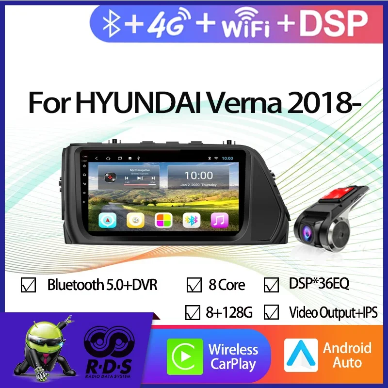 

4G+32G Android 11 Car GPS Navigation For HYUNDAI Verna 2018- Car Radio Audio Video Multimedia Player With Wifi 4G BT CARPLAY