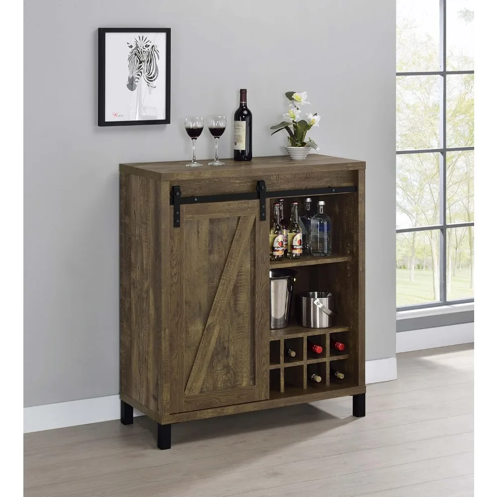

Home Furnishings Arlington Sliding Barn Door Home Bar Wine Cabinet, Rustic Farmhouse Liquor Cabinet, Customized
