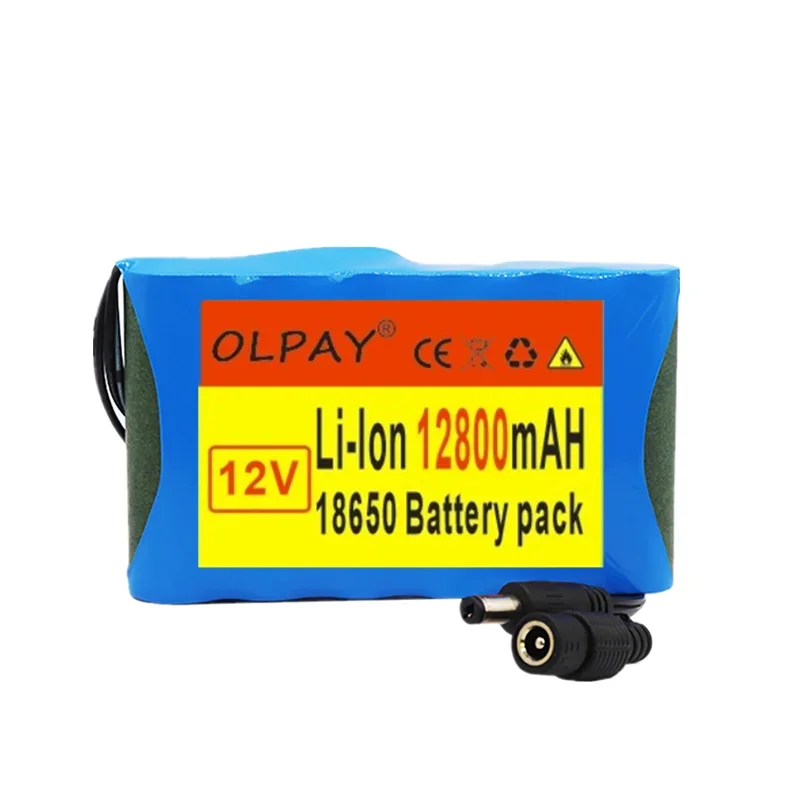 Pack de batterie Lithium-Ion 6S1P 12V 12800mAh 18650 Rechargeable, capacité DC 12.6V pour moniteur  caméra CCTV