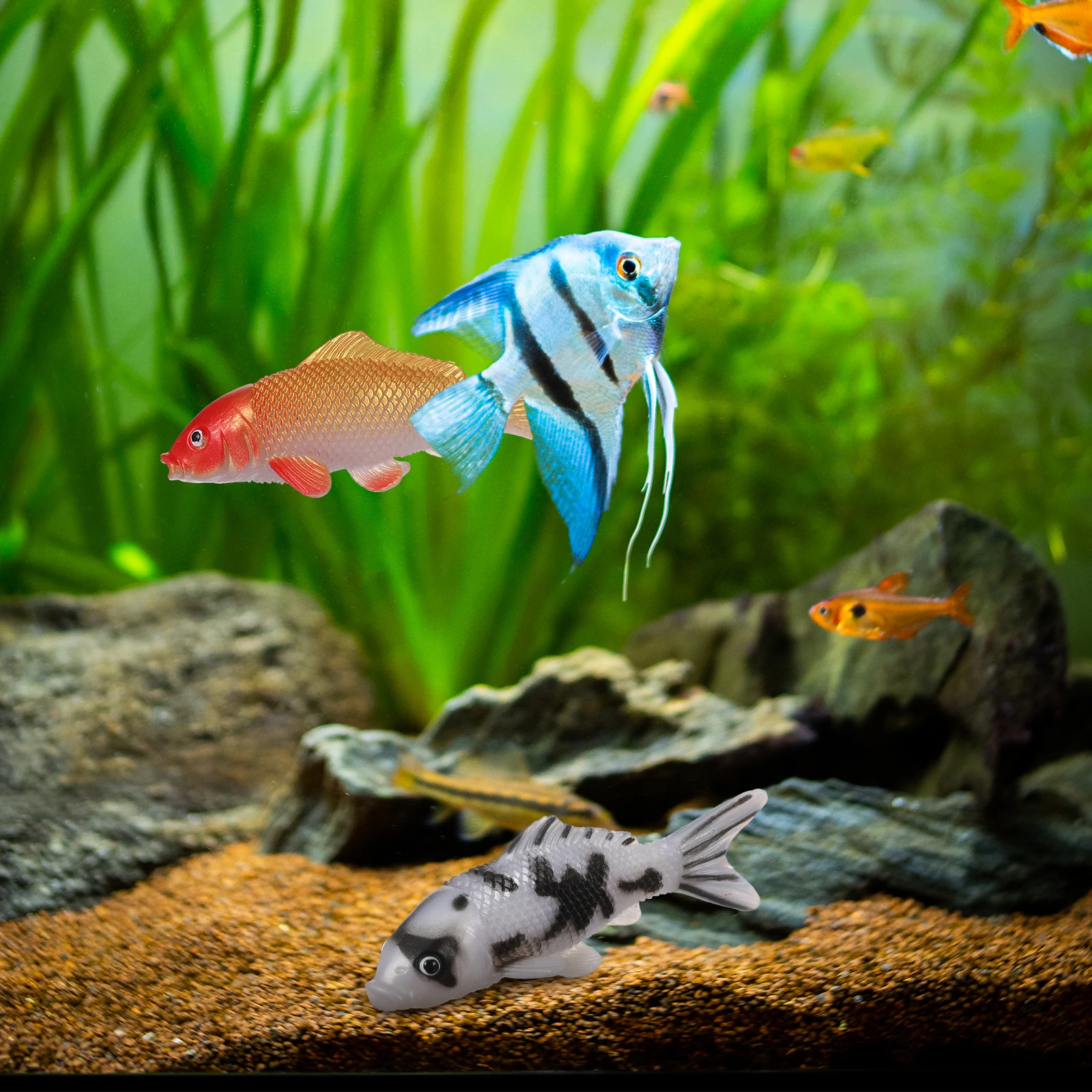 

8 Pcs Koi Goldfish Floating Fake Tropical Artificial Model Models Realistic Tiny Plastic Toys Pvc Small Tank Decorations
