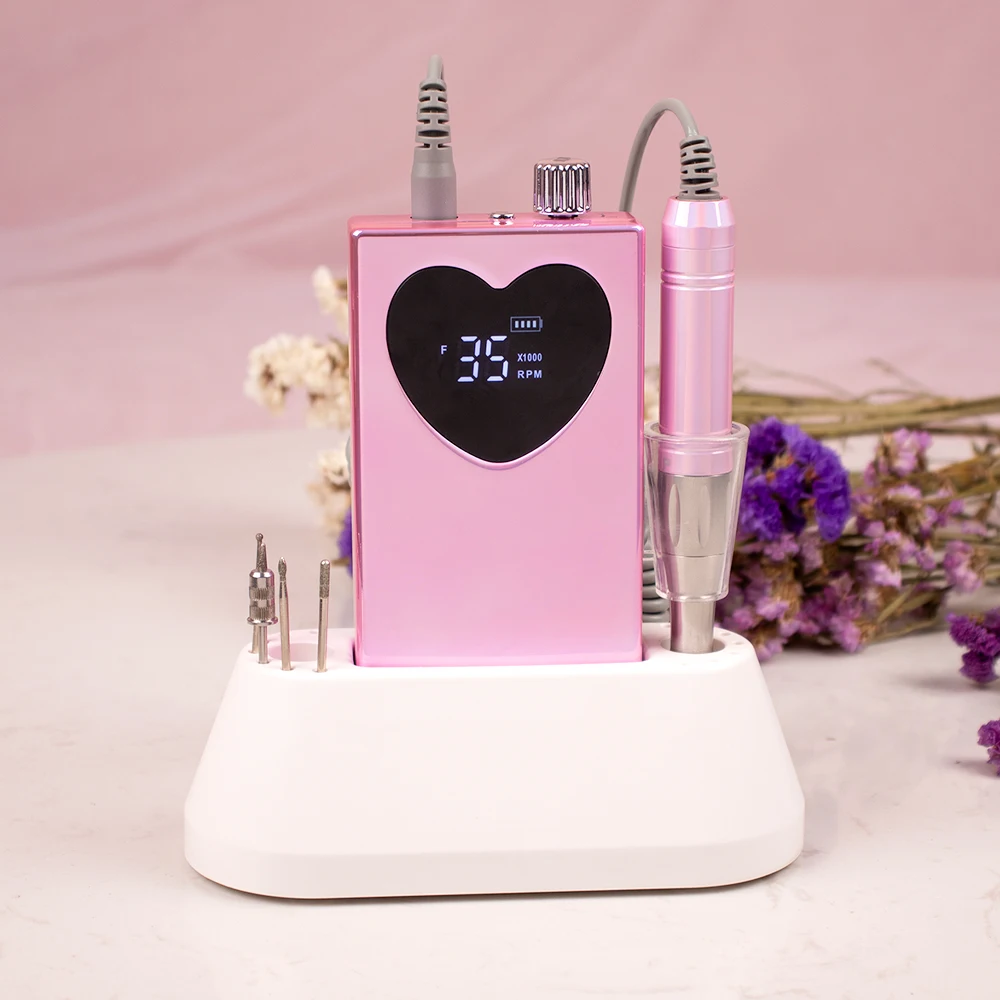 35K Coreless Motor Customized LOGO Low Vibration Low Noise Portable Wireless Electric Nail Drill Machine Electric Nail File