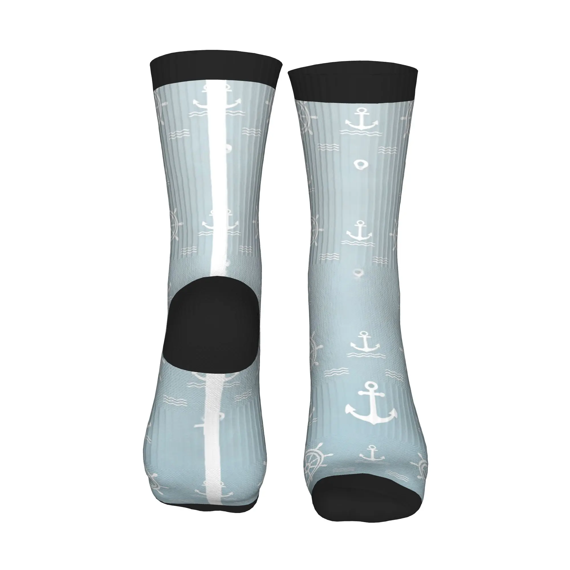 Nautical Print Socks Color Block Socks  Printed Stretch Moisture Wicking Workout Outdoor Daily Wear Keepsake