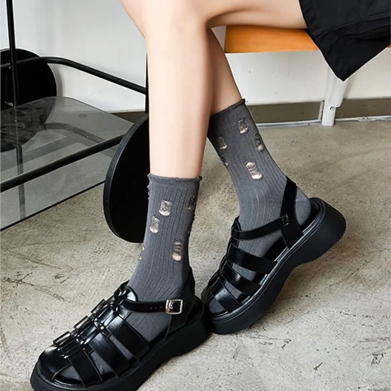 Women's Spring Summer Socks Breathable Mid-tube Stocking Thin Cotton Beggar Funny Comfortable Fashion Trend Solid Color Ins Sock