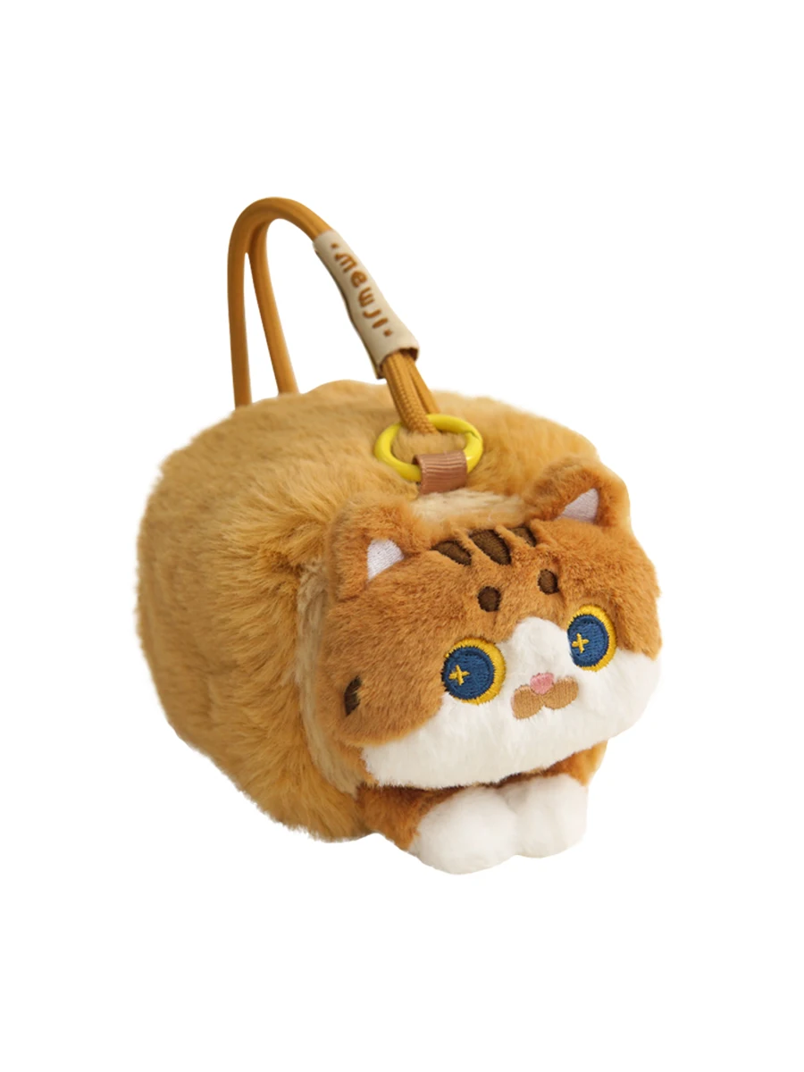 Original cute cat embroidery coin purse plush cat flower cat bread crossbody bag small gift