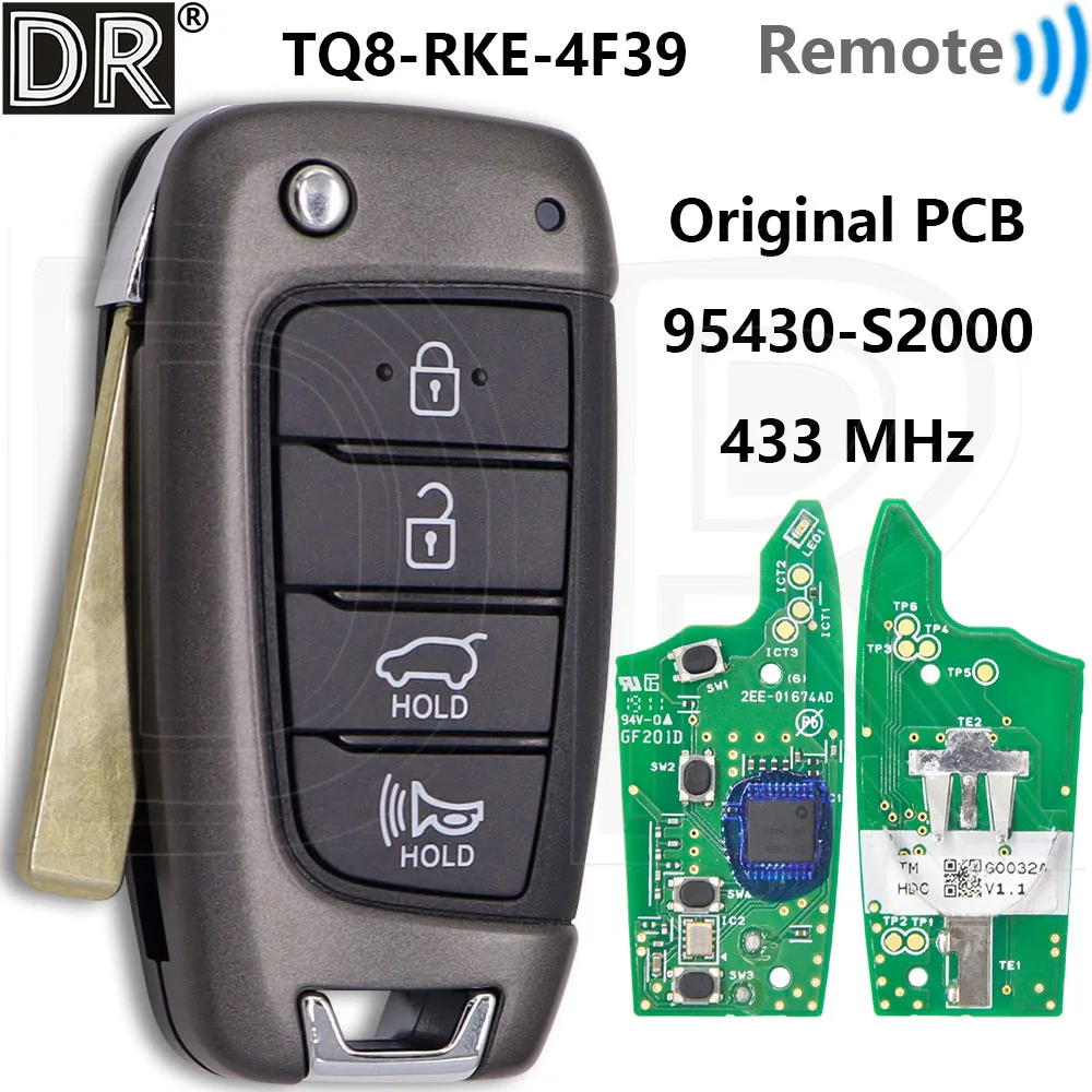 

Отличный 433 МГц 95430-S2000 без чипа, оригинальная печатная плата TQ8-RKE-4F39, флип-ключ дистанционного управления для автомобиля для Hyundai Santa Fe 2018 2019 2020