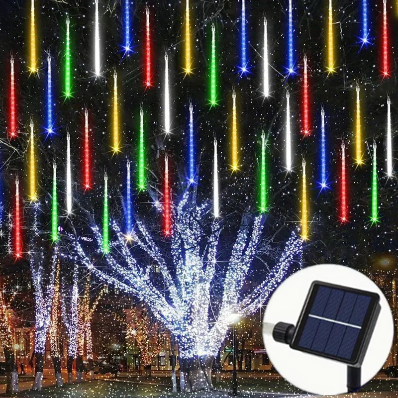 

Solar Meteor Rain String Lights Beautiful LED Light 8Tubes Wedding Christmas Street Tree Decoration Garden Outdoor Holiday Light