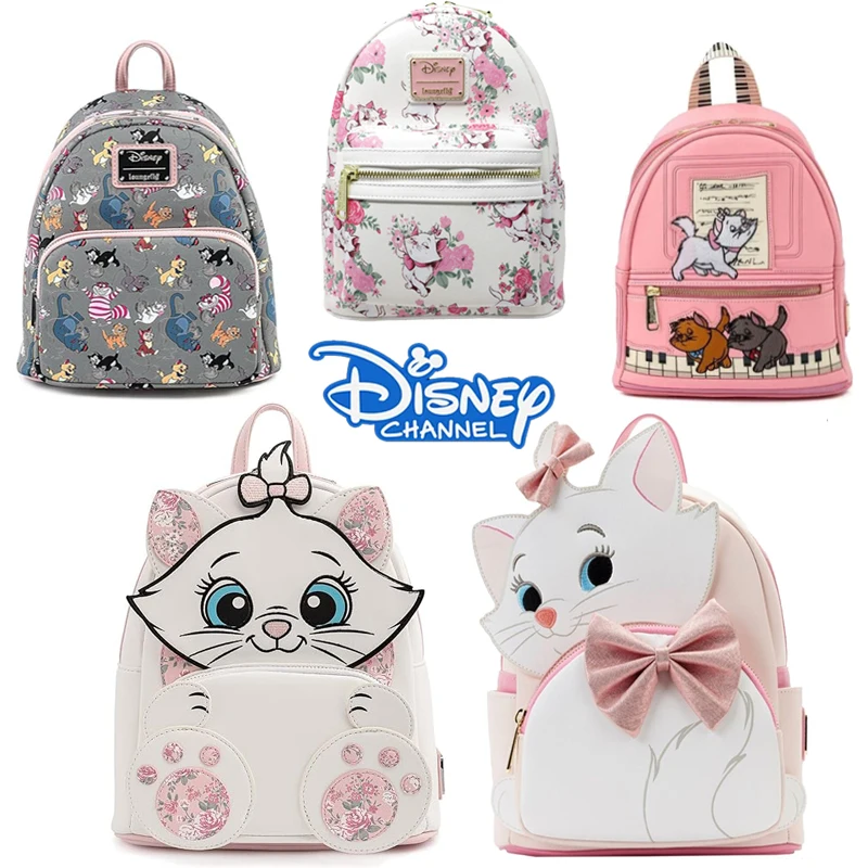 Loungefly X Disney The Aristocats Marie Floral Allover-Print Cat Pink Bow Piano Kitties Womens Double Strap Mini Backpack