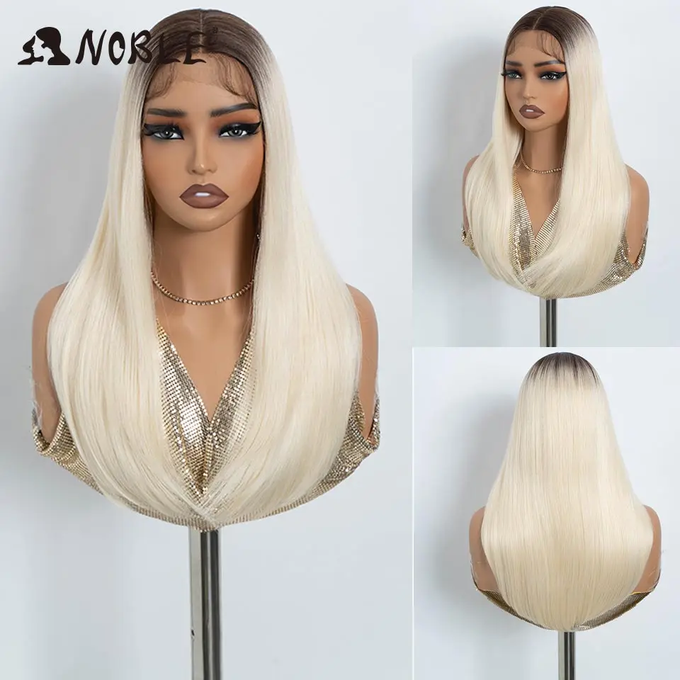 Noble Synthetic Lace Front Wig Straight Baby Hair 613 Bob Wigs Synthetic Hair Wig 22 Ombre Blonde Bob Wig For Women Cosplay Wig