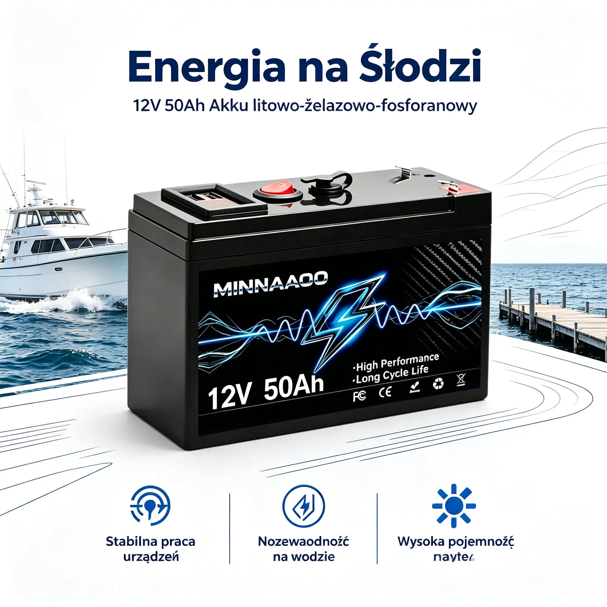Nuova batteria al litio 12V 50Ah LiFePO4 4000+ cicli profondi con BMS integrato, durata 10 anni, per UPS, ecoscandaglio per kayak, pannello solare, radio