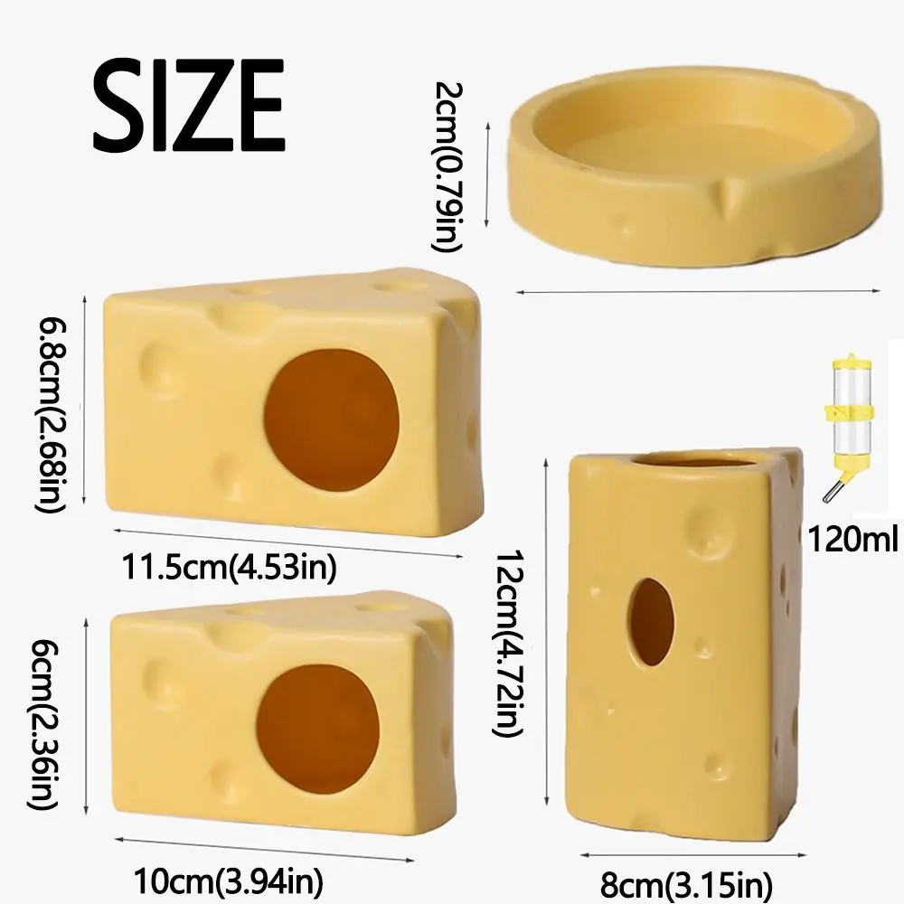 Durevole creativo criceto Hideout forma di formaggio ceramica capanna piatto di alimentazione decorativo mantenere il raffreddamento mangiatoia per criceti piccoli animali