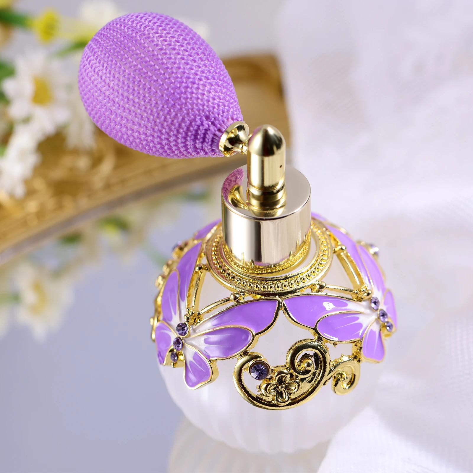 1pc Purple Butterfly Decor Bottle 50ml Perfume Airbag Spray Atomizer Handmade Home Ornament Retro Decorative Dresser Bathroom