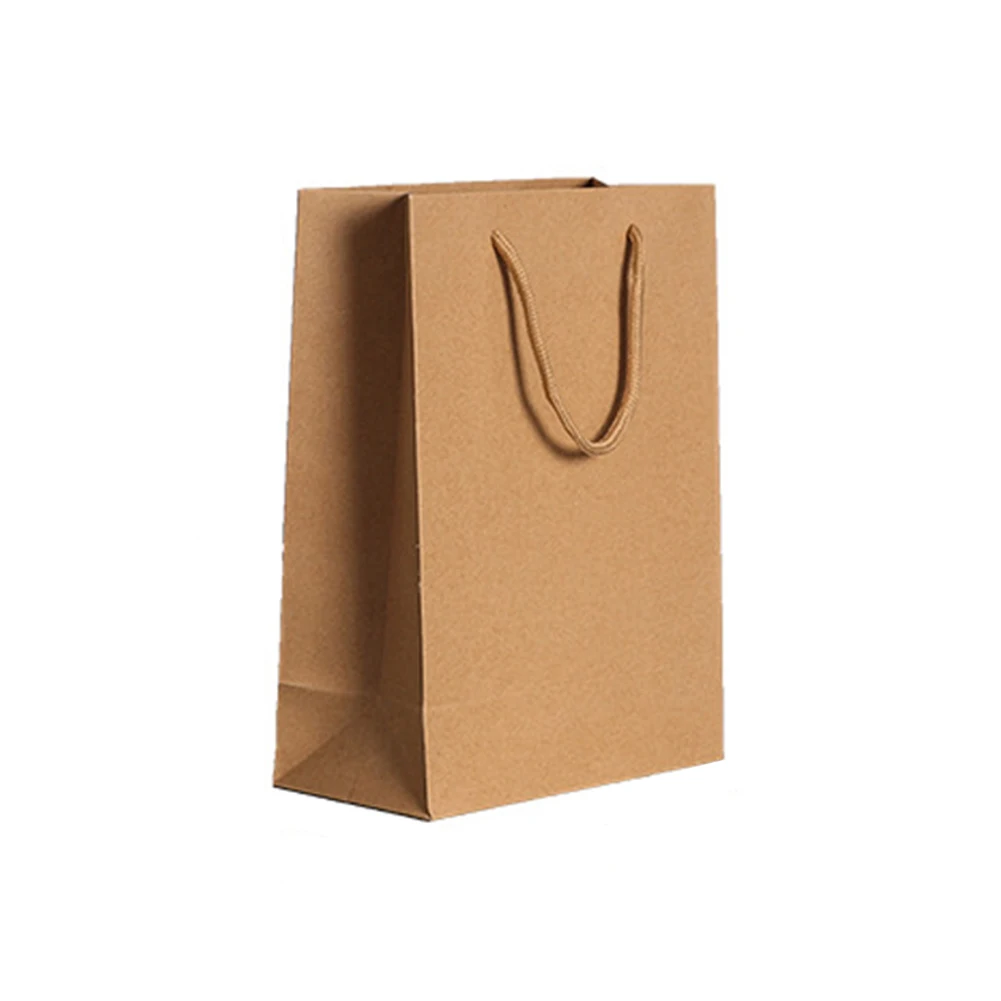 Bolso de mano Kraft marrón, bolsas de transporte creativas con asa plana, bolsas de papel para el hogar, fiesta, compras reciclables, nuevo