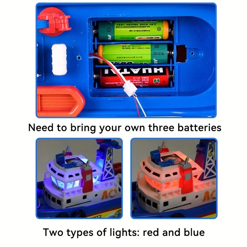 لعبة قارب النار للأطفال مع رذاذ الماء، لعبة حمام عائمة مضيئة مع موسيقى | سفينة الإنقاذ البحرية للعب حوض السباحة وحوض الاستحمام #5