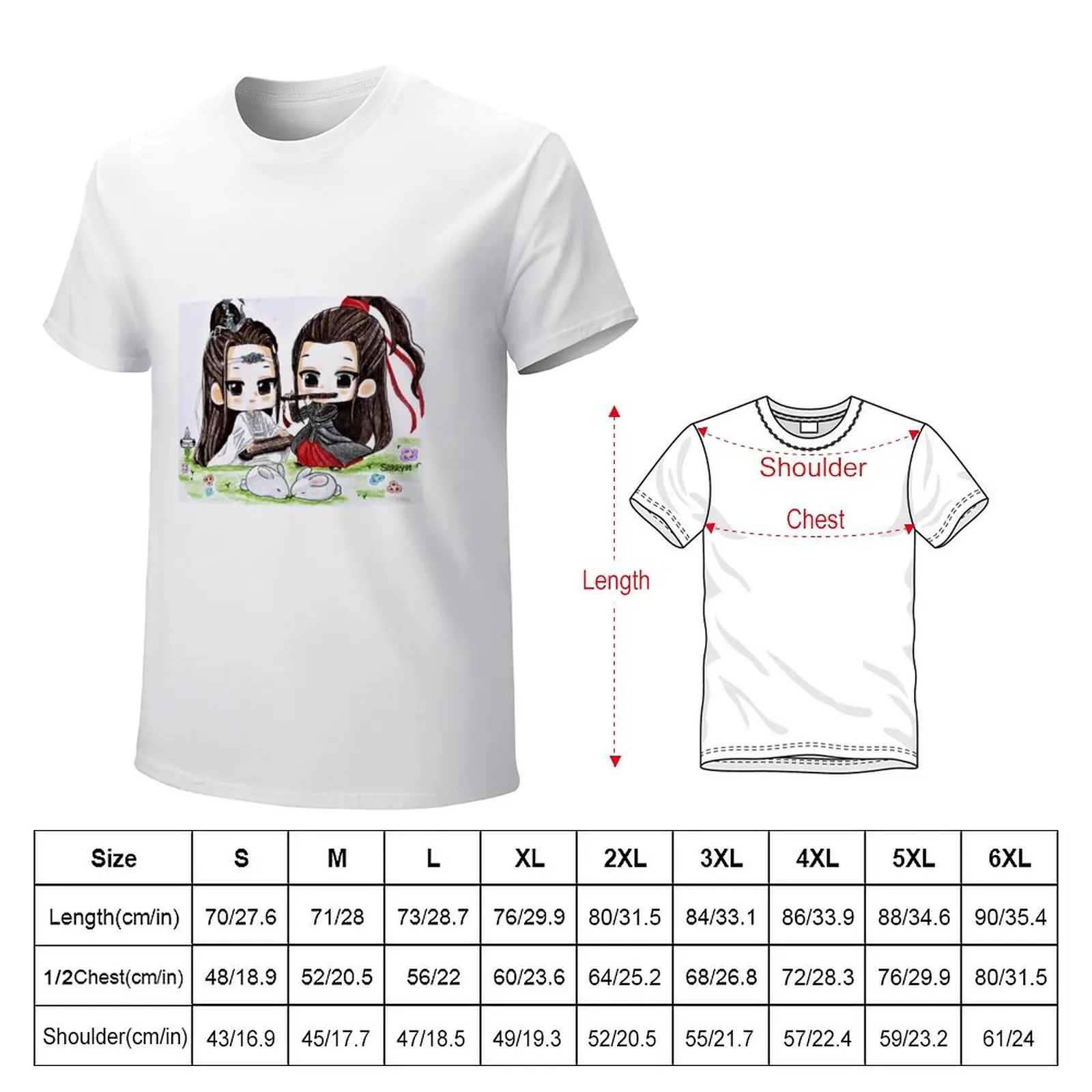 Wei Wuxian and Lan Zhan (The untamed) T-Shirt quick drying kawaii clothes tops mens cotton t shirts