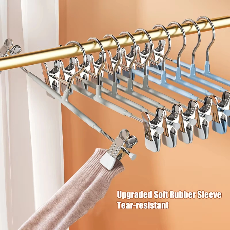 5 قطعة شماعات معدنية مقاومة للرياح للملابس والسراويل شماعات تجفيف غير قابلة للانزلاق مع مشابك قابلة للتعديل لتوفير مساحة تخزين #1