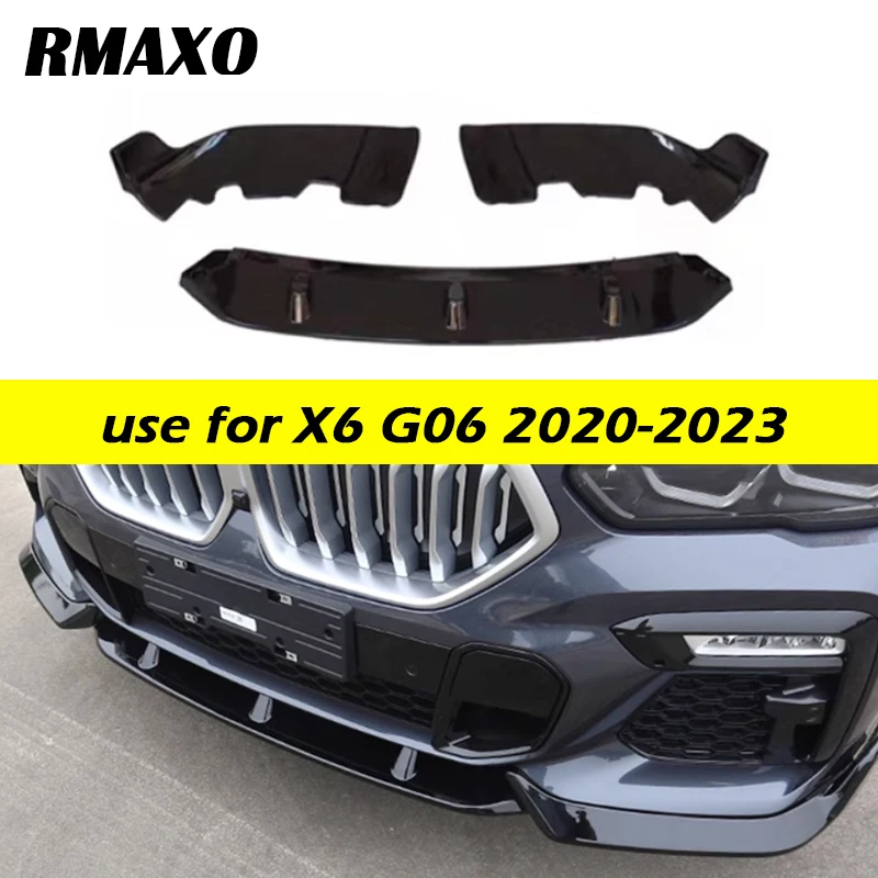 Für BMW X6 G06 M Sport 2019 2020 2021 2022 2023 3 stücke frontschürze lip splitter diffusor spoiler ABS glänzend schwarz körper kit