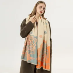 New Warm Winter Scarf Cashmere Women Pashmina Design Print Shawls Wrap Female Thick Blanket Soft Bufanda Stoles 2024 Fashion