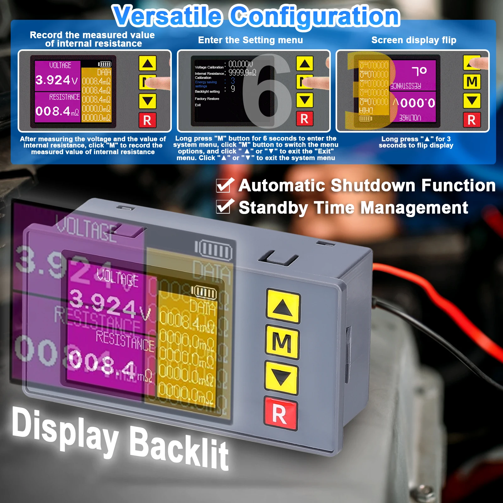 TS457 Entry-Level Voltage Internal Resistance Tester AC 4-Wire Kelvin Method Professional Voltage Meter Internal Resistance Test