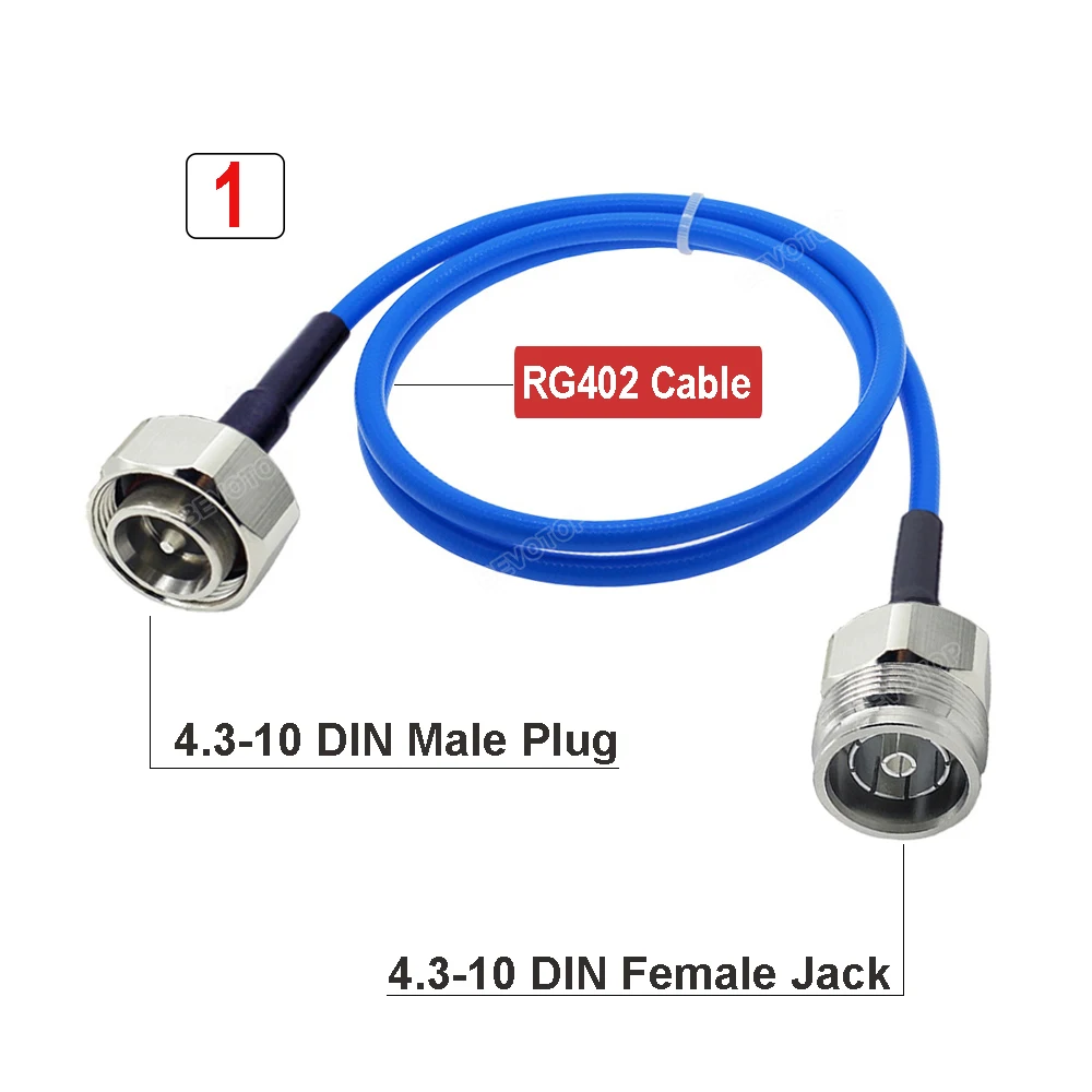 RG-402 4.3-10 DIN Male to Female RG402 Cable Semi-Flexible Blue 50 Ohm RF Coaxial Pigtail Extension Jumper 141 Meter