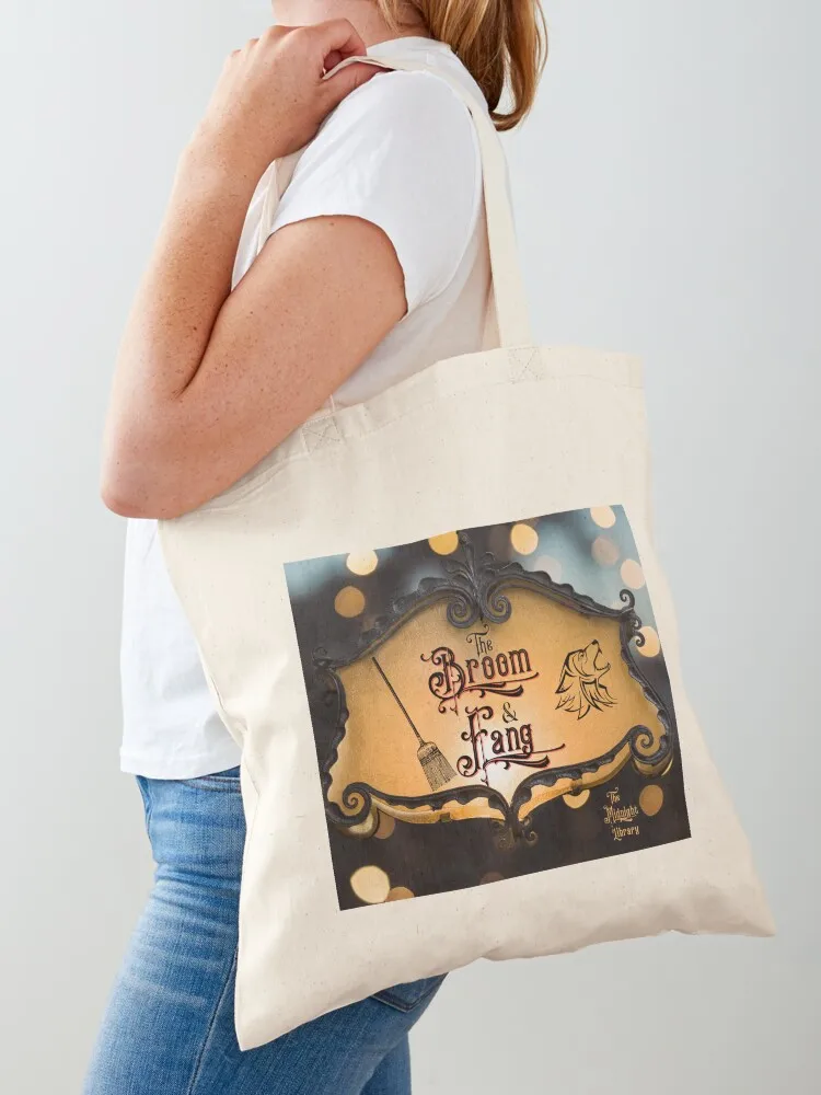 

The Broom & Fang Lighted Sign Pub Logo! Tote Bag hand bags woman shopping bag Women's beach bags