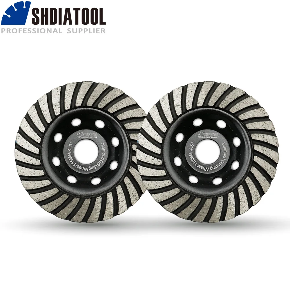 SHDIATOOL 2pcs 115mmDiamond Turbo Row Grinding Cup Wheel Concrete Masonry And Some Other Construction Mater 4.5