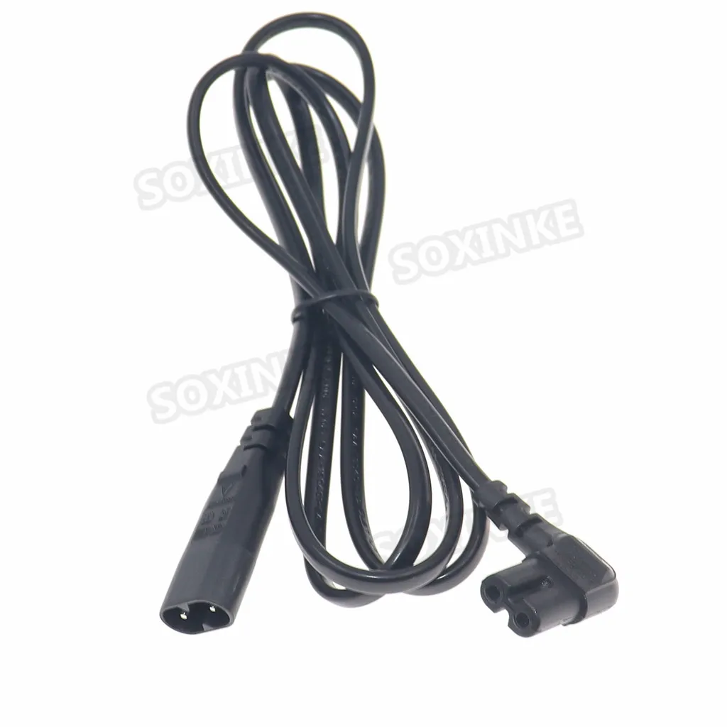 Cable de extensión C7 a C8, Cable de alimentación negro de 2 clavijas, Cable de carga de CA de 8 codos para TV, bicicleta eléctrica, portátil, 1,5 M