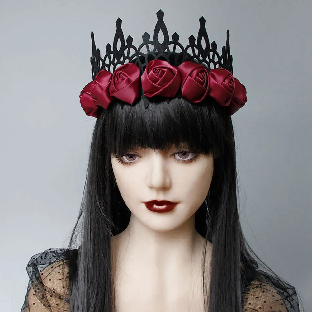 

Rose Flower Headband For Women Bridal Headdress Halloween Party Accessory Wedding Crown Creative Headwrap Delicate Hair