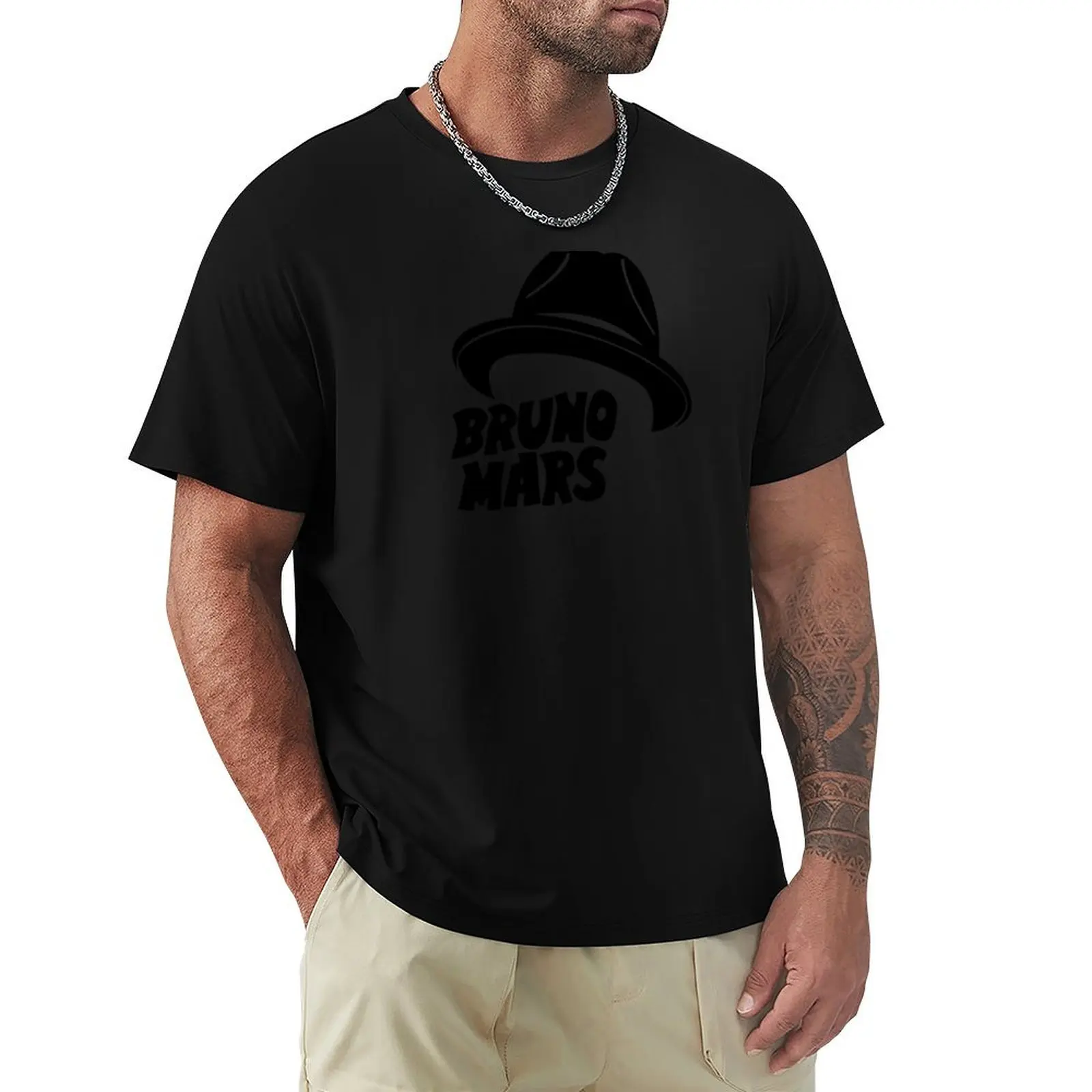 Black Hat Word T-Shirt t shirts for man cotton T-Shirt