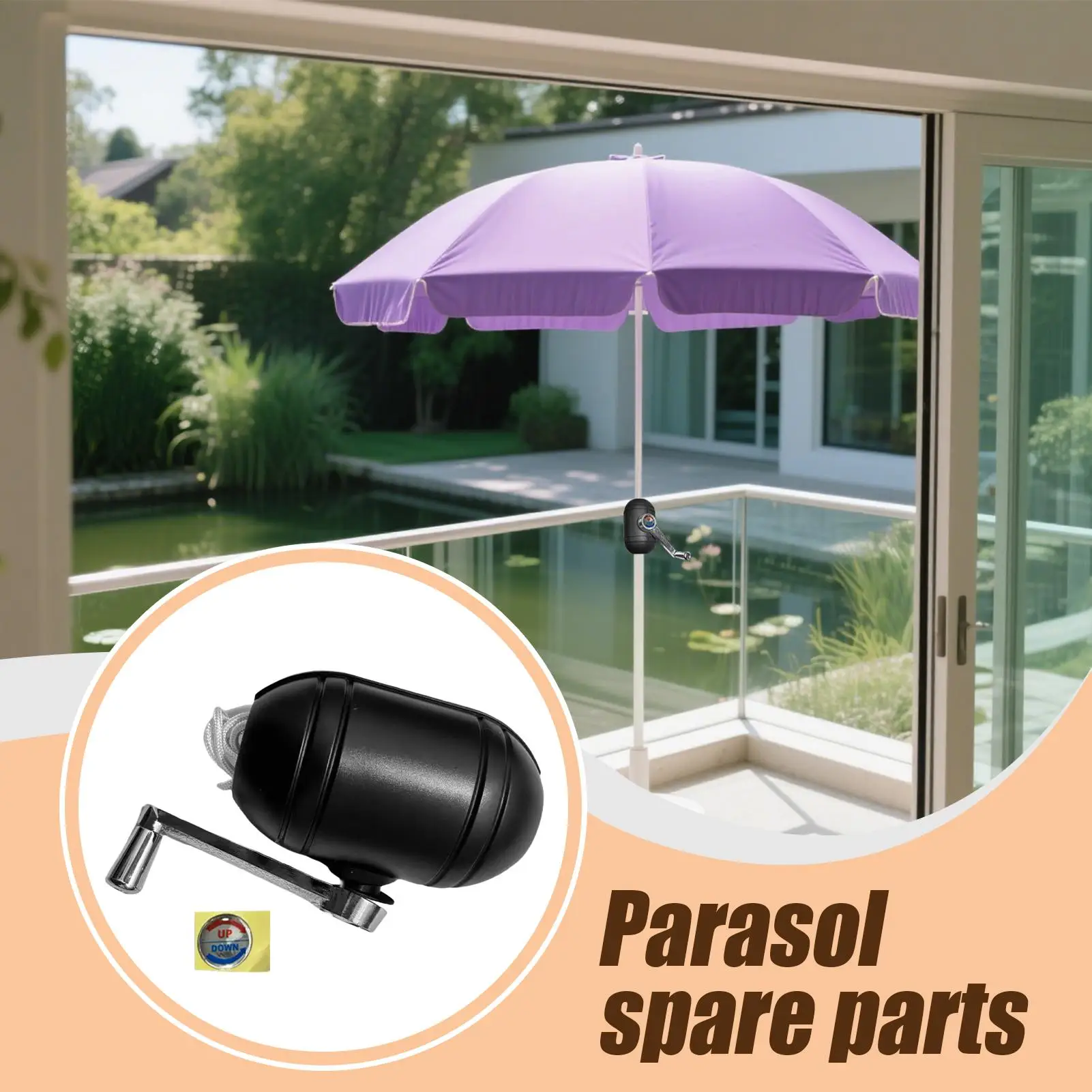 

Patio Umbrella Replacement Parts Compact Parasol Parts Hand Cranked Long-Lasting Middle Column Umbrella For Balcony Pool Picnic