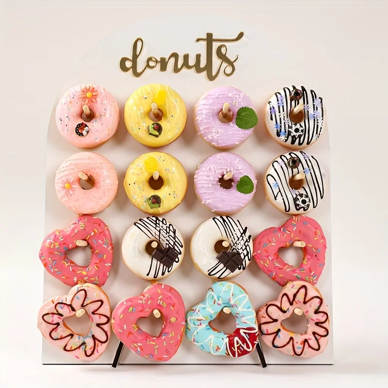 1 مجموعة خشبية دونات حامل لوازم الزفاف استحمام الطفل ديكور المنزل الحرف زخرفة حفلة عيد ميلاد زينة