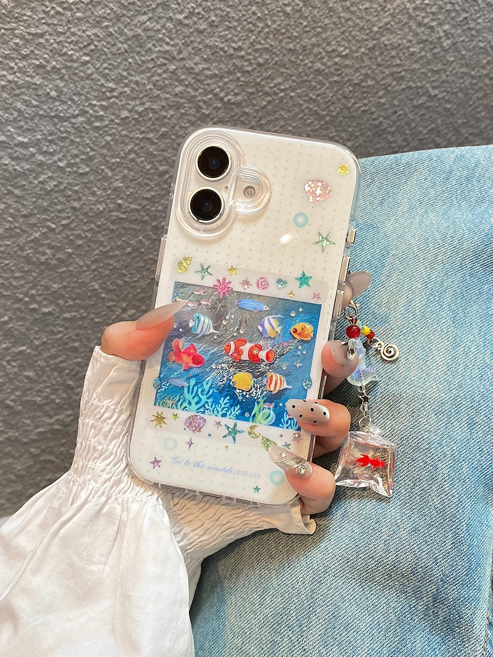 Niedliche koreanische blaue Ozean-rote Karpfenfisch-Handyhülle für iPhone 14 15 16 17 Pro Max 13 15pro, weiche, stoßfeste Abdeckung für iPhone 16 Hülle – Detail 2