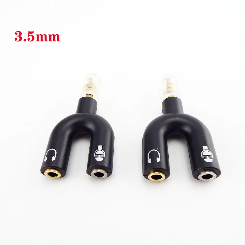 Earphone Connector 3.5mm Earphone Jack Splitter Adapter Portable U Shape 2 Female Stereo Splitter Black A6