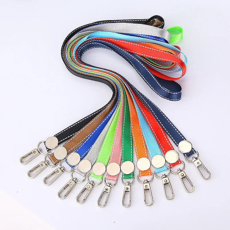 1Pc Working Permit Lanyard Solid Color Polyester Neck Strap for Name ID Badge Holder Office Pass Work Card Lanyards Hanging Rope