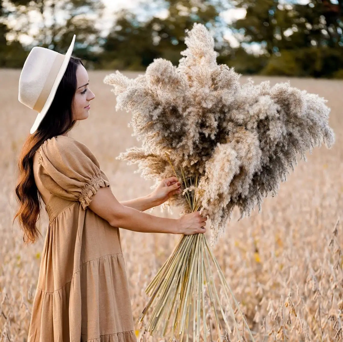 50-60cm Large Pampas Grass Natural Fluffy Dried Flowers for Vase,Wedding Arch Decor Dry Artificial Plants Pampas Home Decoration