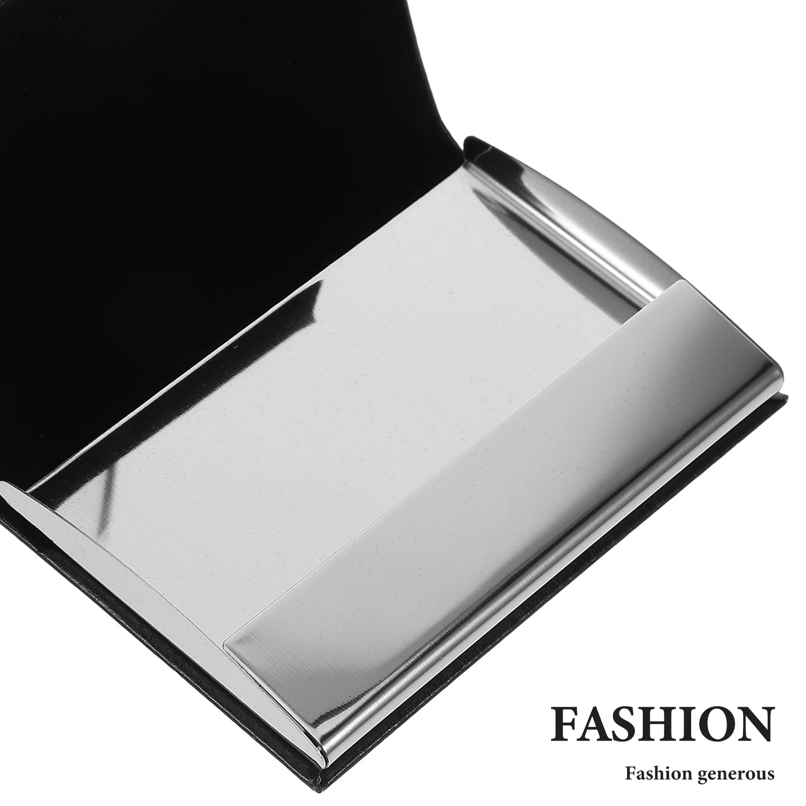 Business Card Holder Pu Flip Cover Metal Case Large Capacity Durable Card Organizer Desk Accessory For Networking Events