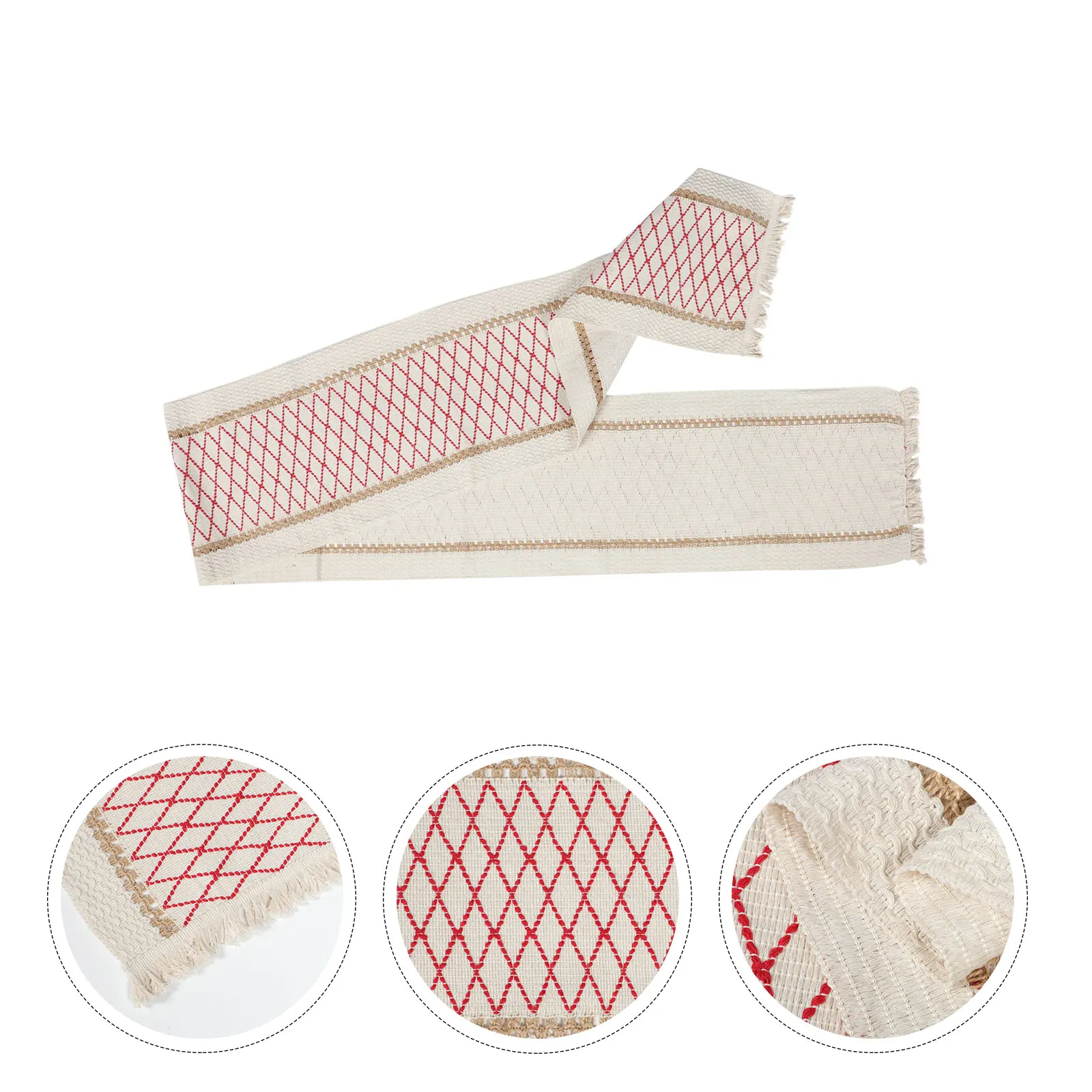 

Vintage Style Tassel Runner Rustic Burlap Tablecloth Foldable Cover For Home Restaurant Bar Decoration Tassel Table