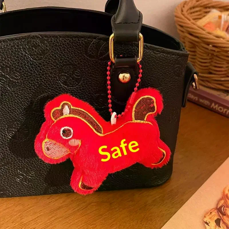 Schattig jaar van het paard pony mascotte pluche pop knuffel sleutelhanger hanger tas hangende Chinees Nieuwjaar zegen souvenir geschenken