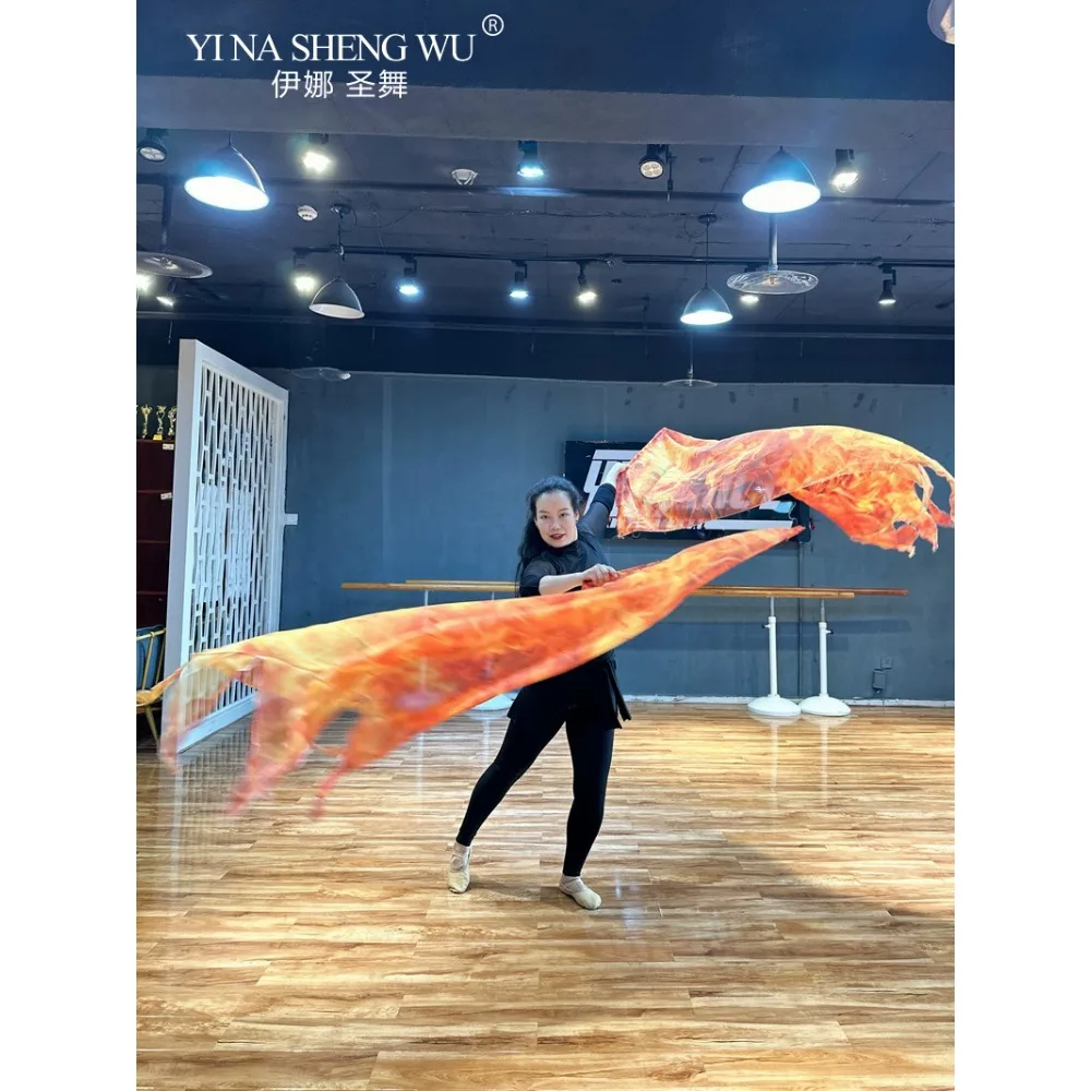 Worship Flags 2pcs Set Fire Printed Christian Praise Dance Flags Silky Polyester Church Worship Banner Outdoor Performance Flow