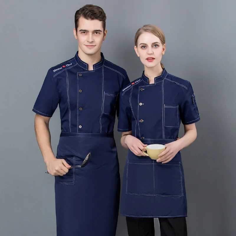 Hotel Uniform Short Sleeve Summer Silk Ice Breathable Mesh Western Restaurant Chef Overalls Cake Baker Men and W