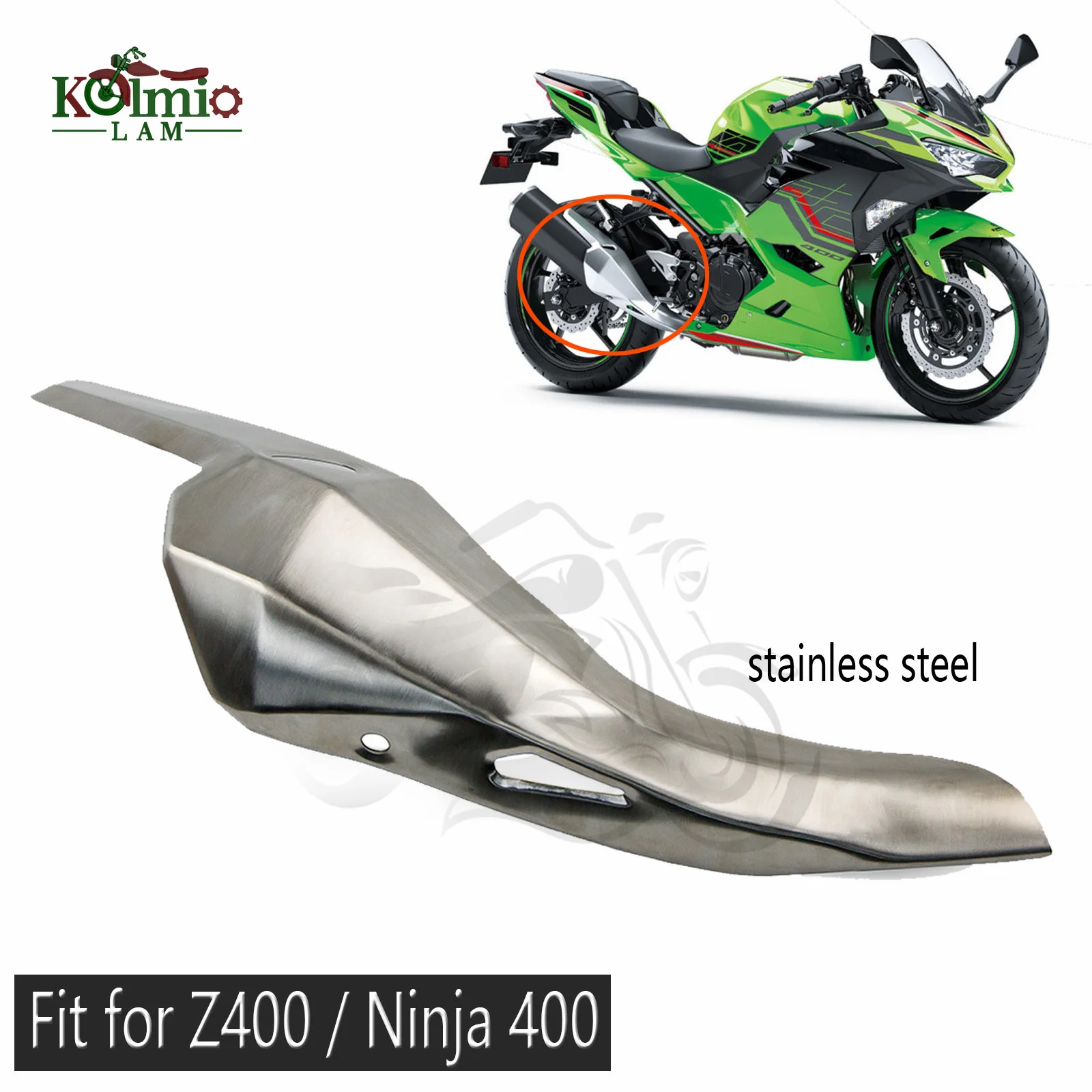 

Fit For 2018 - 2023 Kawasaki Ninja 400 Z400 Motorcycle Exhaust Pipe Cover Cowl Protector Accessories EX400 Ninja400 2019 2020 21