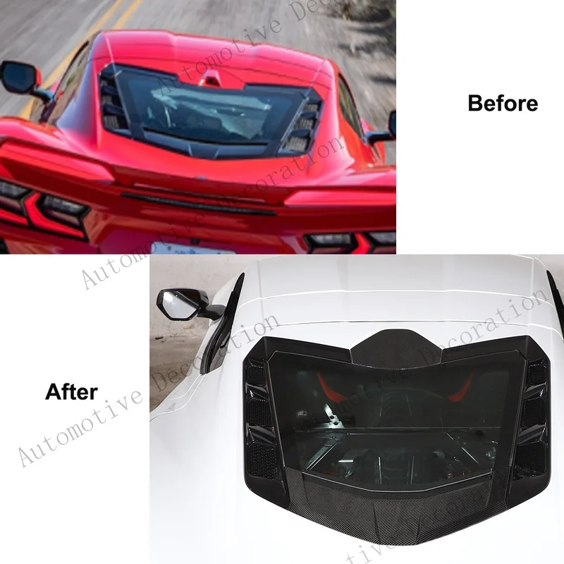Z+ Real Carbon Fiber Rear Window Lower Trim Cover Set For Corvette C8 Coupe 2020-26