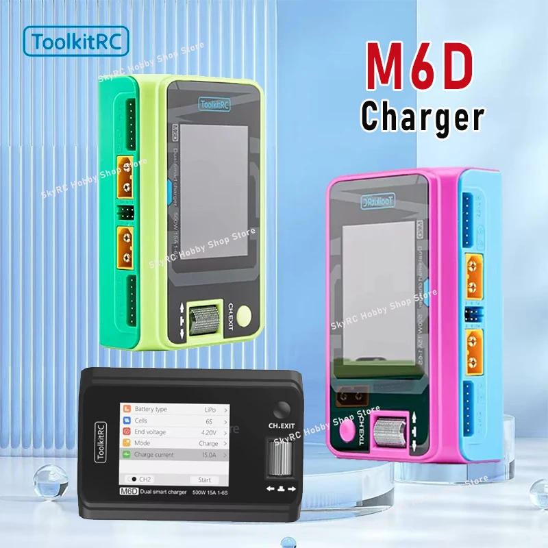 

ToolkitRC M6D 500 Вт 15 А постоянного тока двухканальное интеллектуальное зарядное устройство разрядник для 1-6S LiPo LiHV LiFe Lilon батарея FPV дрон