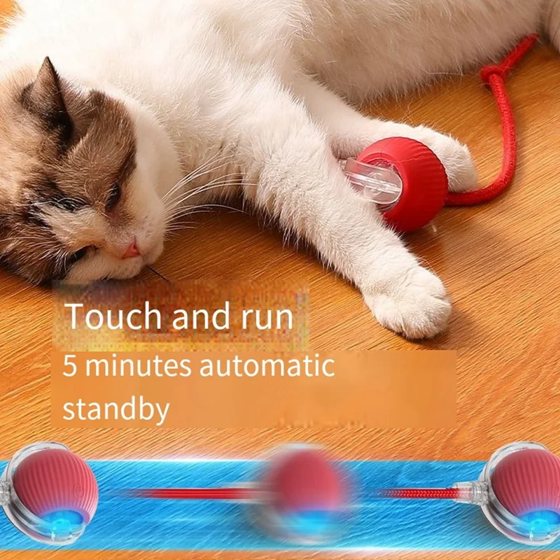 AT02-Smart Cat Toy Automatic Rolling Ball Fake Tail Rechargeable Electric Pet Interactive Toy Dog Cat Training