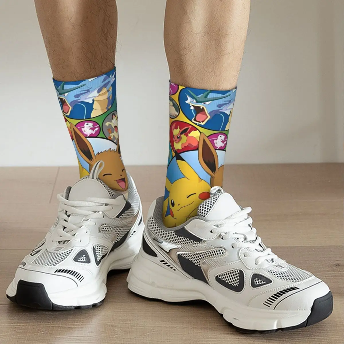 Adults Men Socks Pokemon Anime Pikachu Stockings Autumn Kawaii Comfortable Socks Custom Cycling Non Skid Socks