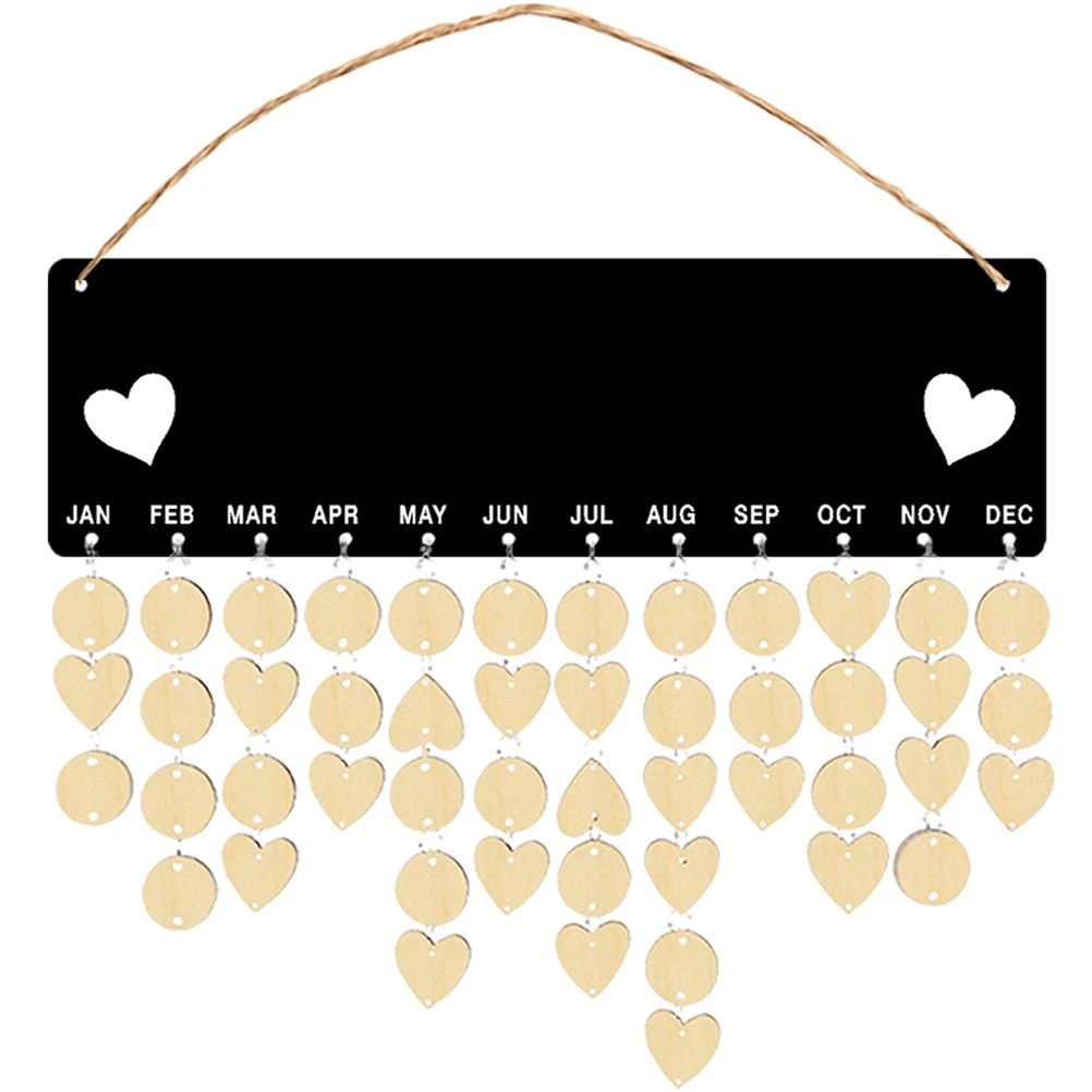 

Wooden Disc Labels Heart Tags Birthday Calendar Wall Hanging Decor Family Advent Plaque Holiday Reminder Gifts