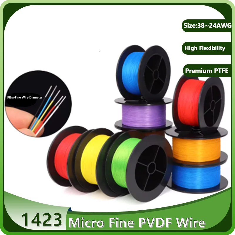 38~24 AWG 1423 Certified PTFE Wire Silver Plated High Temperature Cable Single Core PVDF Insulated 5~500m Copper Wire Cables