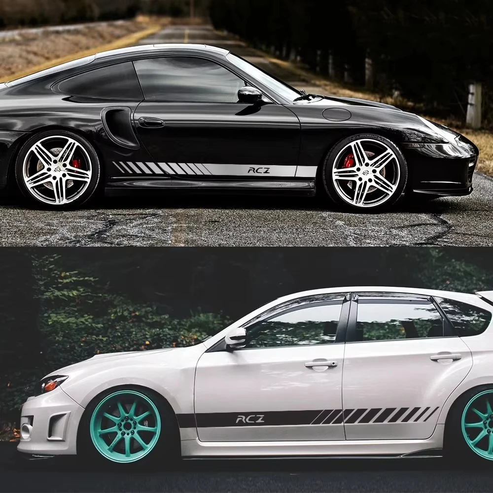 Car Side Sticker Car Body Decal Auto Side Skirt Stripe Scratch Cover For Peugeot 307 308 RCZ 206 Rifter 407 208 207 3008 108