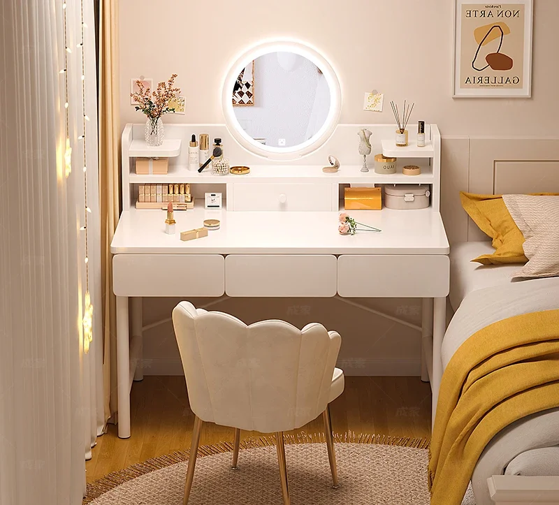 

Bedroom dresser, modern simple desk, small apartment, integrated makeup mirror